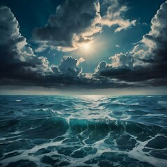Naklejka premium The Power of the Ocean.A Stormy Embrace