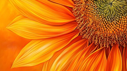 Close-up of vibrant orange sunflower petals and disc florets.