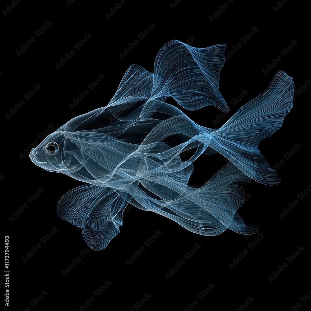 Aufkleber dynamic goldfish flow in aquatic environment hyperrealistic art underwater perspective fluid motion 