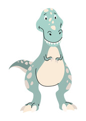 Cartoon dinosaur baby. Prehistoric funny little monster for children theme. Cartoon character in flat style. Vector illustration isolated on white background