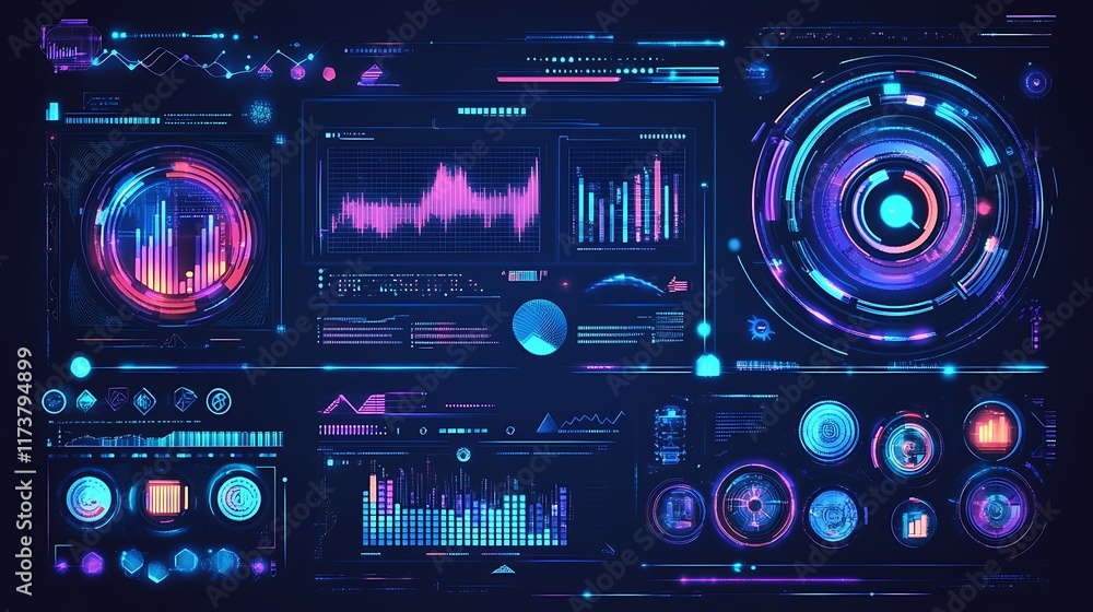 Aufkleber futuristic digital interface displays data analytics