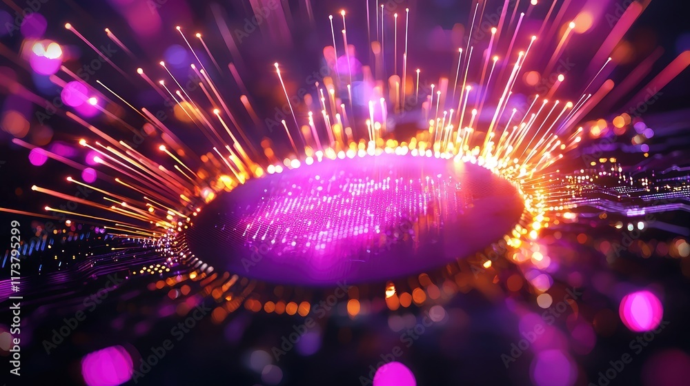 Poster abstract colorful background with glowing particles and lights