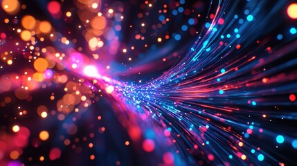 Vibrant Flow of Colorful Light Particles in Digital Space