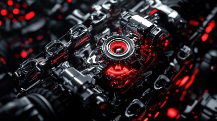 Fototapeta premium Intricate Engine Design: A Close-Up View of a Futuristic Machine