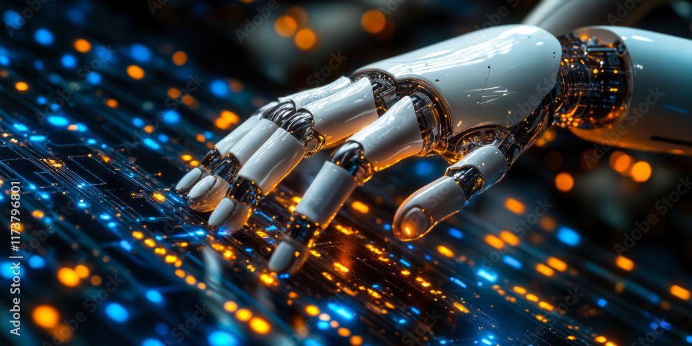 Poster robotic hand enhancing business process automation with ai technology