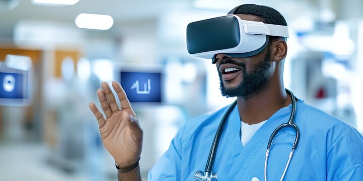 hospital virtual reality concept with modern technology and innovation for doctors and healthcare