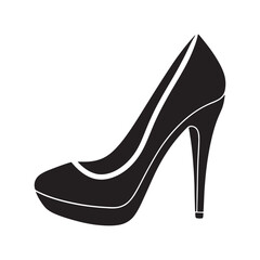 high heel silhouette, black and white silhouette, vector and illustration	