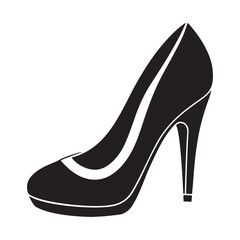 high heel silhouette, black and white silhouette, vector and illustration	