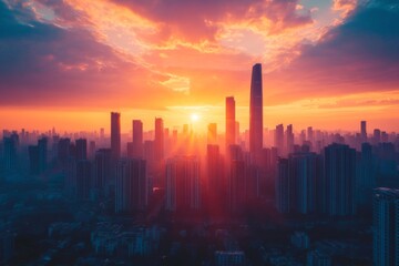 Fototapeta premium sunset in the city