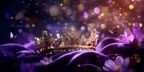 Romantic style fantasy crown with flowers and other fine details.