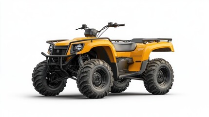 Rugged yellow ATV ideal for off-road adventures and work tasks. Powerful engine and durable build for tackling tough terrain.