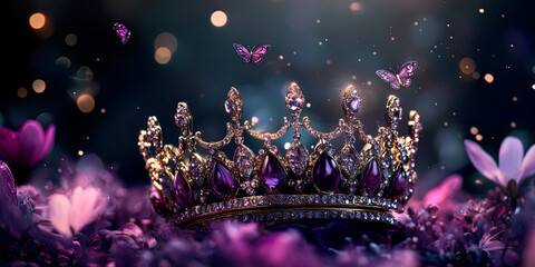 Romantic style fantasy crown with flowers and other fine details.