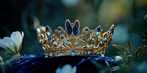 Romantic style fantasy crown with flowers and other fine details.