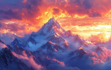 Majestic Mountain Peak at Sunset