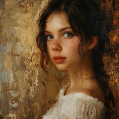 Beautiful image of a girl in oil painting style