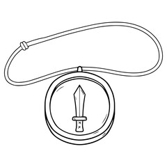 fantasy necklace attack status illustration hand drawn outline vector