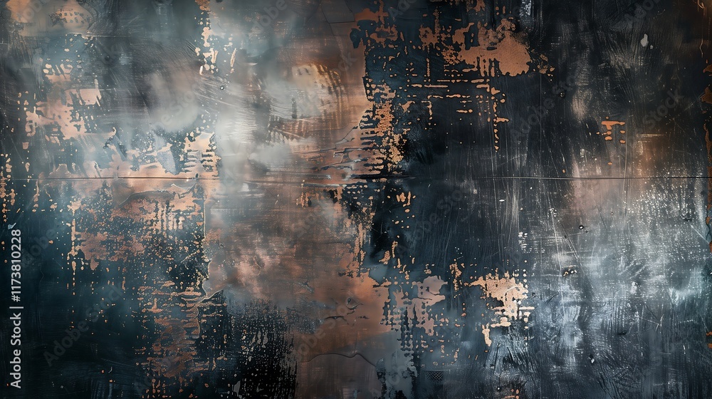Poster abstract background in dark and rustic metallic tones