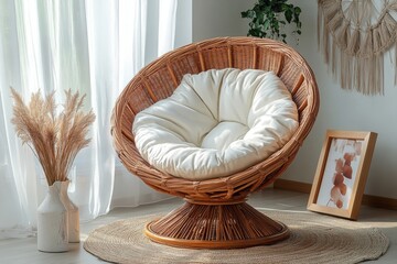 Relaxing in a Cozy Wicker Chair by the Window