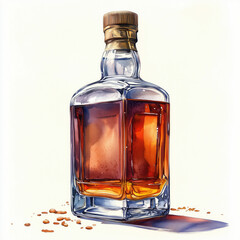 bottle of whiskey on white