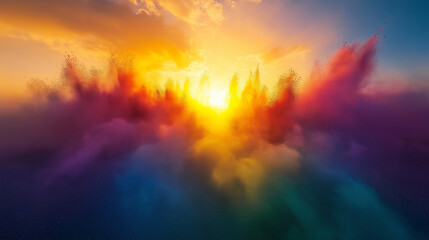 Naklejka premium Abstract Holi design showcasing a blend of bright colors and cultural heritage.