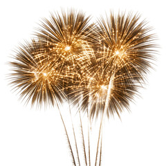 Golden fireworks isolated.