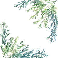 Fototapeta premium Asparagus Fern Leaf Corner frame of watercolor, with minimal details and a simple illustration. Floristic design elements for floristics, Greeting card, Floral print, Plant paint.