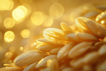 Golden oats with bokeh effect in the background