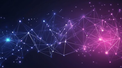 Abstract Network Connections Glowing Brightly In The Dark