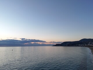 Serene ocean sunset. High quality photo