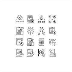 A vector icon set of tech support thin line vector icon set, call center work tools
