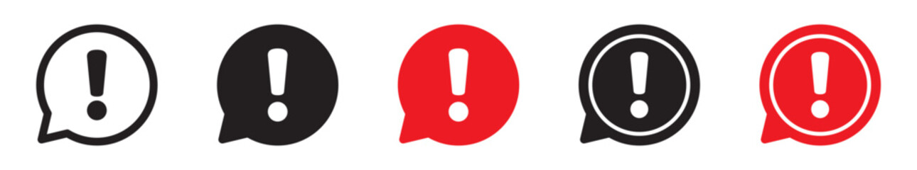 Speech bubble with exclamation mark icon. Exclamation sign icon, important mark, warning speech bubble.