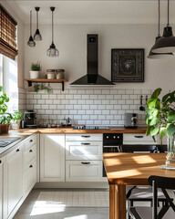 Fototapeta premium interior design kitchencozy atmosphere day light bright sun