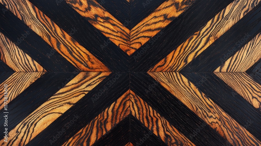 Aufkleber intricate design of dark and light wood creating a striking geometric pattern for stylish interiors 