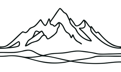 Continuous one line art hand drawn pro vector minimalist mountain illustration © dariachekman