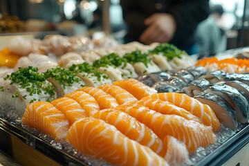 Fresh Seafood Selection in Tokyo Market