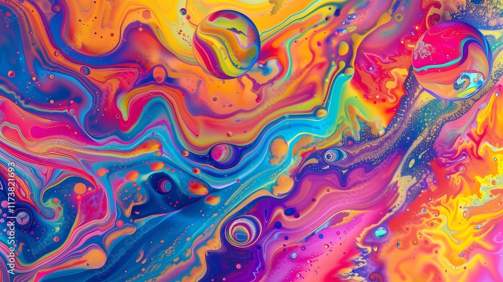 Poster abstract background with colorful liquid texture