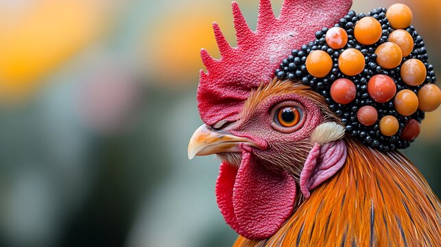 Vibrant Rooster with Ornate Headpiece