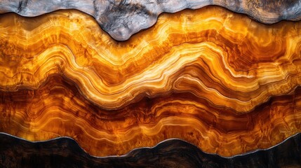 Obraz premium Captivating layers of agate showcasing vibrant orange and brown hues with intricate patterns. Generative AI