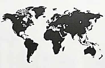 Obraz premium Simple world map graphic. Grey dotted world map on white background. Suitable for travel worldwide concept, annual report, infographic, website. Modern tech globe style, showing continents,