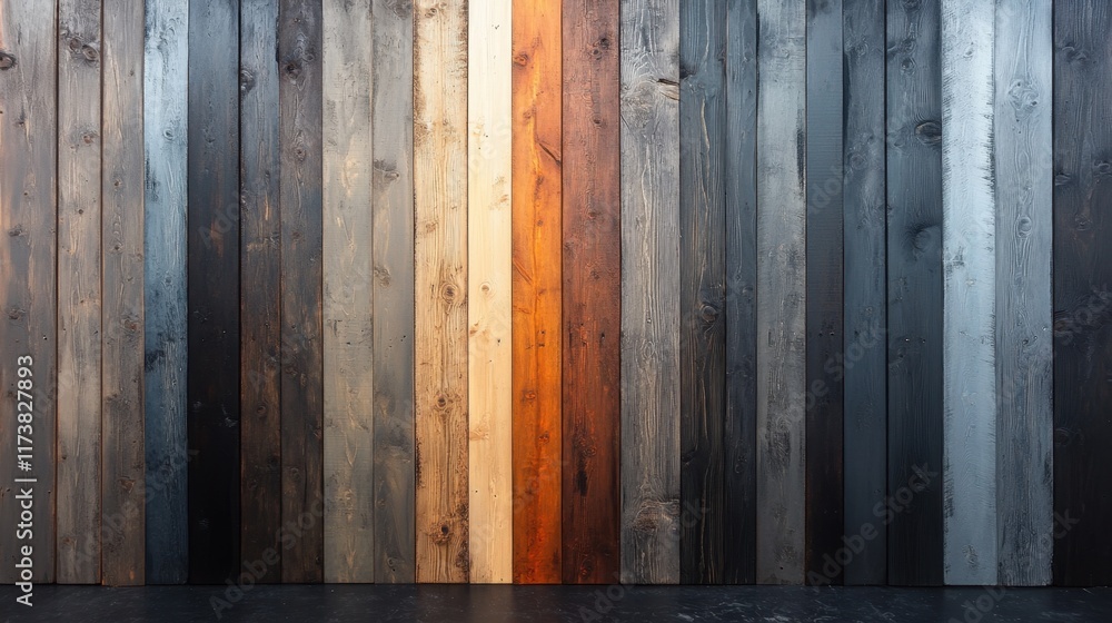 Poster stunning wooden wall with a blend of colors creating a beautiful rustic backdrop for artistic projec