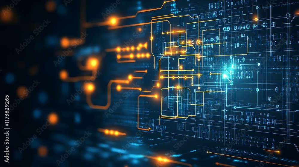 Poster abstract digital circuitry network data flow
