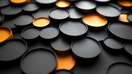 Abstract Composition of Black and Orange Circles