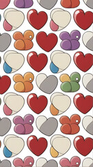 Fototapeta premium seamless pattern with hearts tattoo design, illustration wallpaper 