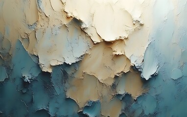 Obraz premium Abstract textured background with blue and beige paint.