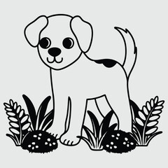 dog line art silhouette vector design art and illustration