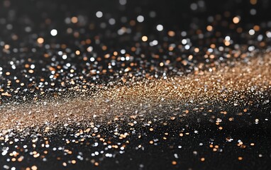Sparkling gold and silver glitter on black.