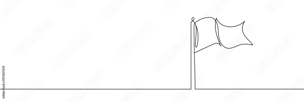 Poster one line drawing of a flag. editable continuous line. vector illustration