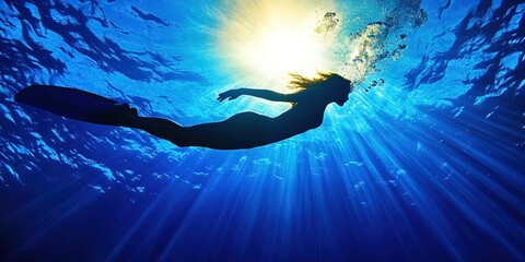 Naklejka premium woman scuba diving