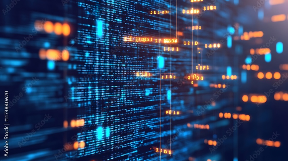 Poster abstract digital code streaming data flow