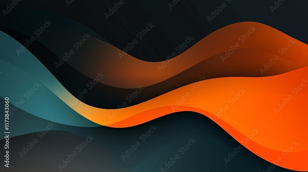Aufkleber abstract waves in vibrant orange and teal tones creating a dynamic flow.
